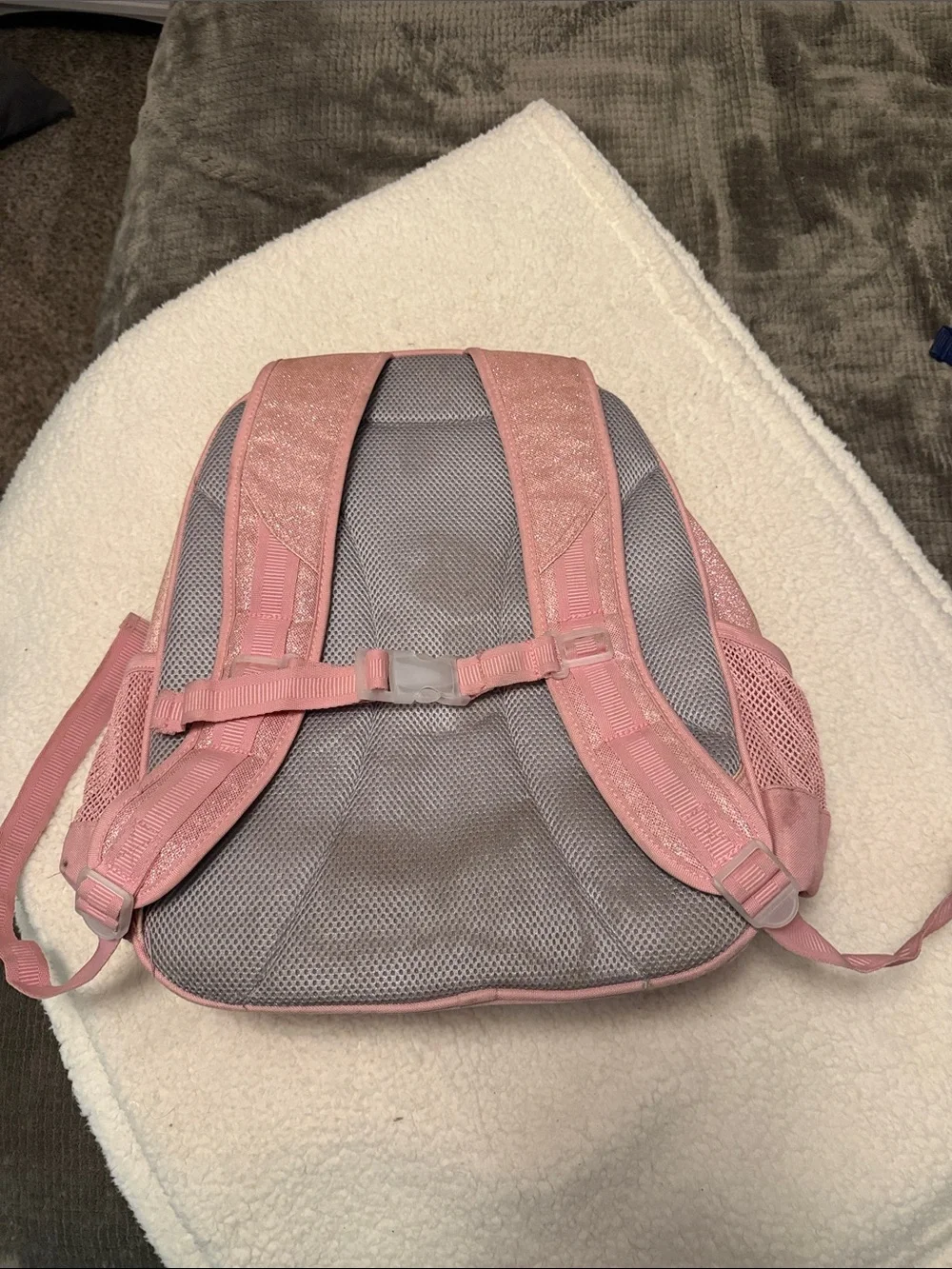 Pottery Barn Kids Pink Glitter Backpack with Name Embroidery